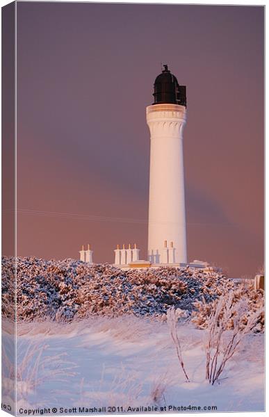 Covesea Lighthouse Winter Light Canvas Print by Scott K Marshall