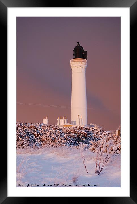 Covesea Lighthouse Winter Light Framed Mounted Print by Scott K Marshall
