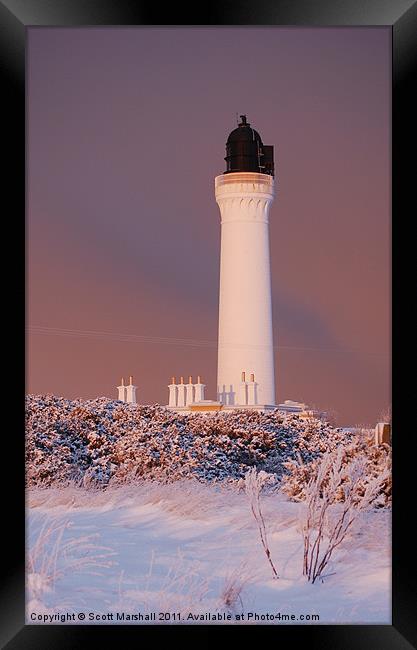 Covesea Lighthouse Winter Light Framed Print by Scott K Marshall