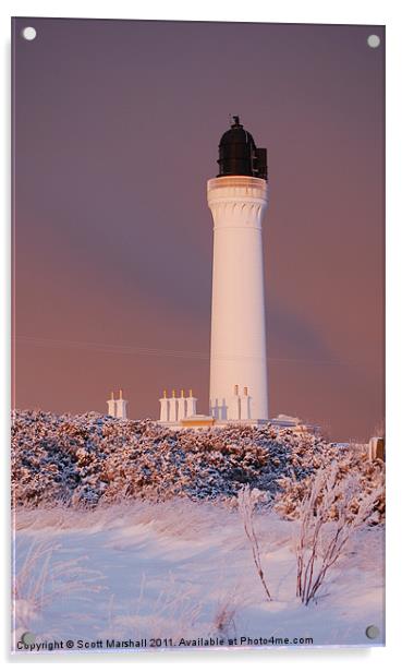 Covesea Lighthouse Winter Light Acrylic by Scott K Marshall