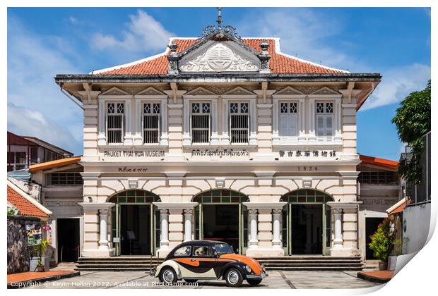 Volkswagen Beetle outiside the the Thai Hua museum.   Print by Kevin Hellon