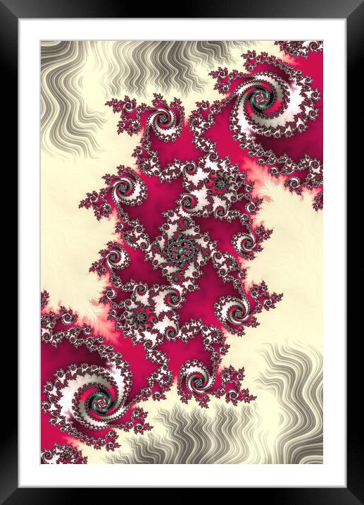 Red Spiral Fractals Framed Mounted Print by Vickie Fiveash