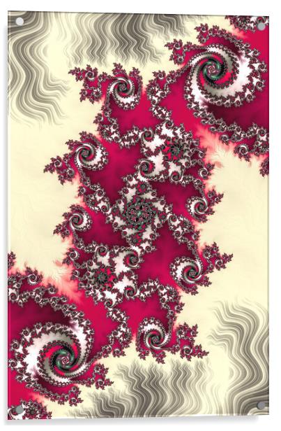 Red Spiral Fractals Acrylic by Vickie Fiveash