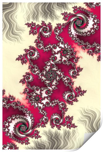 Red Spiral Fractals Print by Vickie Fiveash