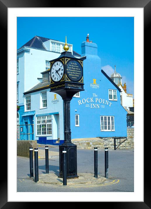 Lyme Regis Clock Tower Framed Mounted Print by Alison Chambers