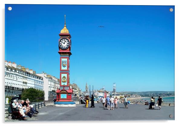 Weymouth Clock Tower Acrylic by Alison Chambers