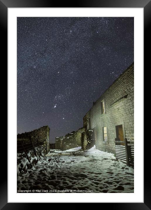 Swaledale farmhouse in the snow Framed Mounted Print by Paul Clark