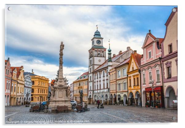 Downtown in Trebon, Czech Republic Acrylic by Sergey Fedoskin
