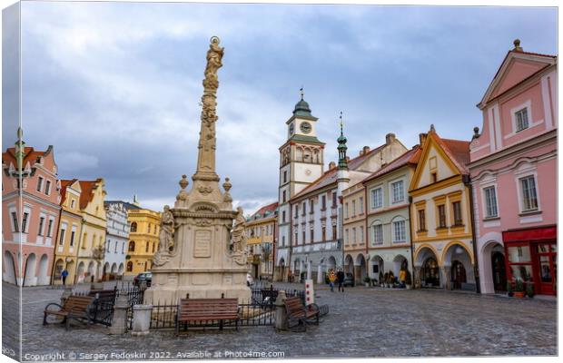 Masaryk square in the old town of Trebon, Czech Republic. Canvas Print by Sergey Fedoskin