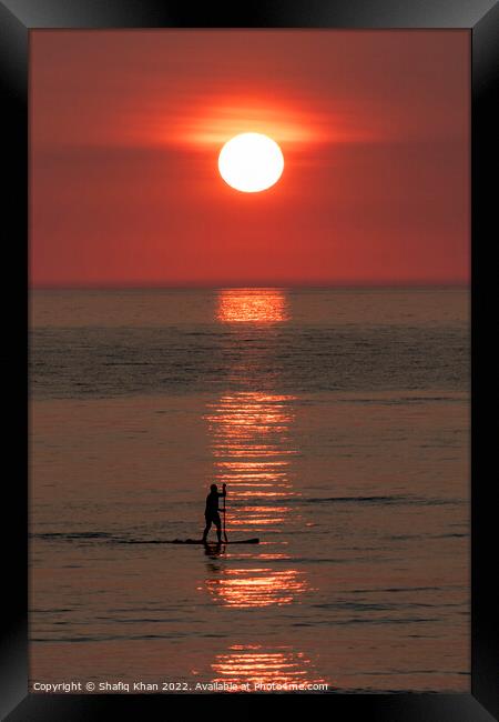 Summer Sunset at North Beach, Aberystwyth, Wales Framed Print by Shafiq Khan