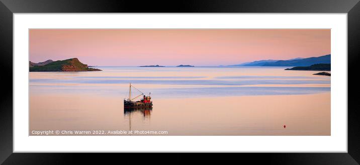 Lone boat moored at Loch Melfort Scotland Framed Mounted Print by Chris Warren