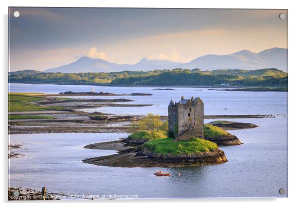 Castle Stalker Loch Linnhe bay Scotland Acrylic by Chris Warren