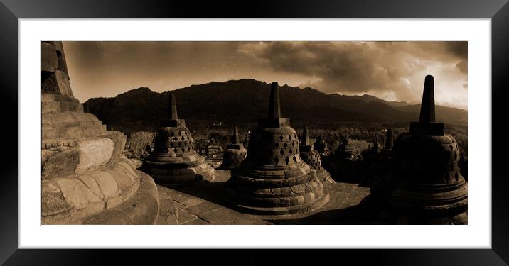 Temple of Borobudur in sepia Framed Mounted Print by youri Mahieu