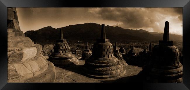 Temple of Borobudur in sepia Framed Print by youri Mahieu