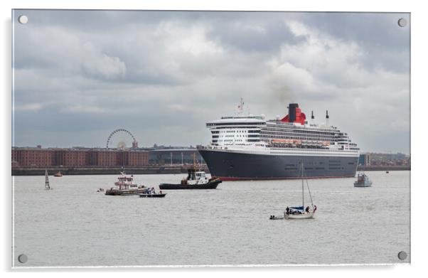 Queen Mary 2 turning on the River Mersey Acrylic by Jason Wells