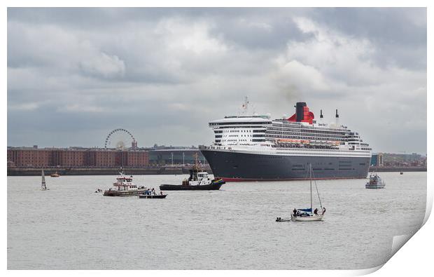 Queen Mary 2 turning on the River Mersey Print by Jason Wells