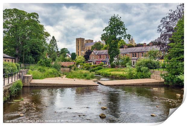 River Skell & Ripon Cathedral Print by Jim Monk