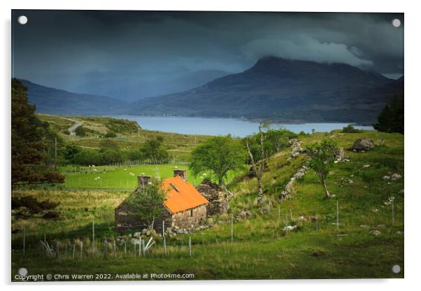 Remote cottage Upper Loch Torridon Scotland Acrylic by Chris Warren