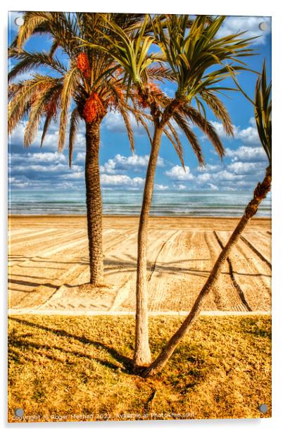 Serene Beachscape Acrylic by Roger Mechan