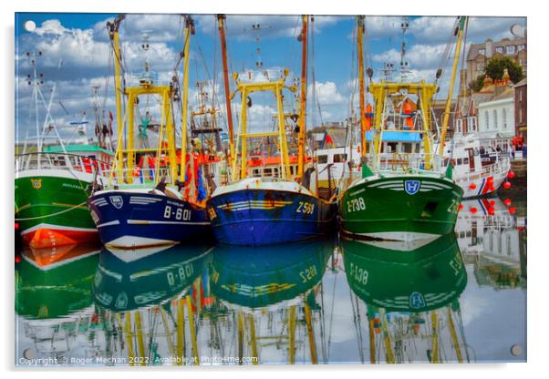 Serenity of Trawler Reflections Acrylic by Roger Mechan