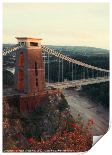 Clifton Suspension Bridge Tower, Avon Print by Peter Greenway