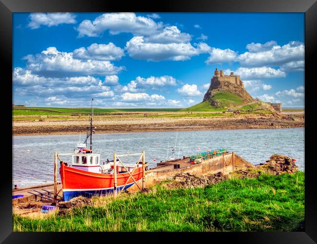 Serene Holy Island Castle Framed Print by Roger Mechan