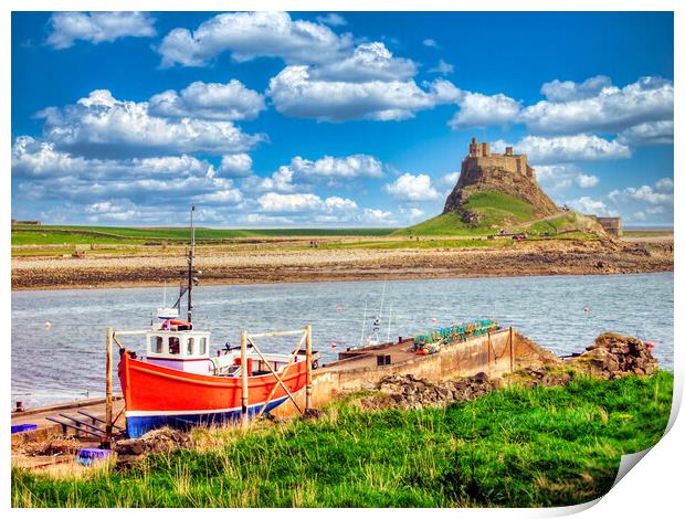 Serene Holy Island Castle Print by Roger Mechan