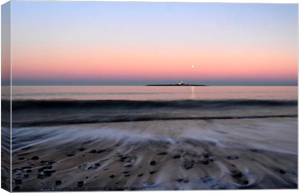 Coquet Island Moonrise with Sea Trails Canvas Print by Mick Surphlis