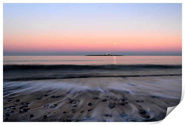 Coquet Island Moonrise with Sea Trails Print by Mick Surphlis