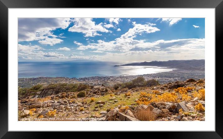 Overlooking the Serene Karystos Bay Framed Mounted Print by Margaret Ryan