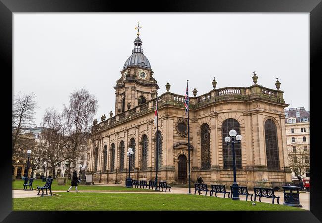 Birmingham cathedral under an overcast sky Framed Print by Jason Wells