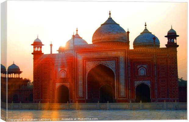The Mosque of the Taj Mahal Canvas Print by Graham Lathbury