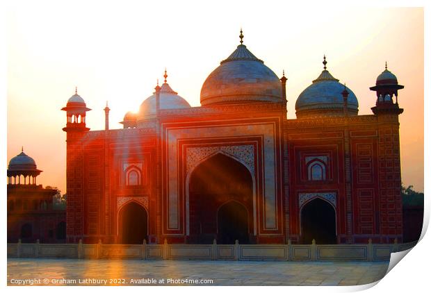 The Mosque of the Taj Mahal Print by Graham Lathbury