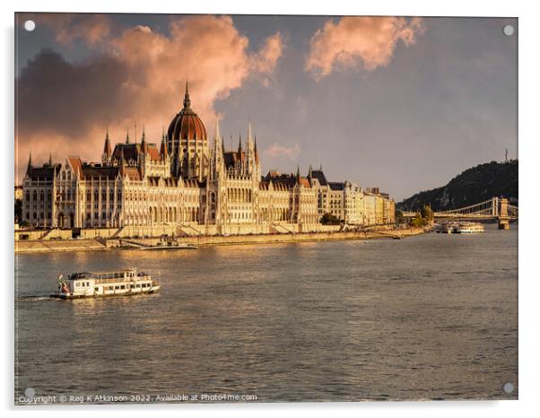 Hungarian Parliament Acrylic by Reg K Atkinson