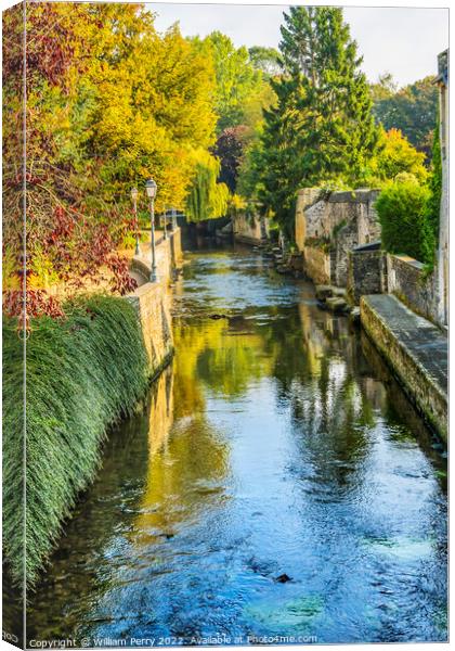 Old Buildings Aure River Bayeux Center Normandy France Canvas Print by William Perry