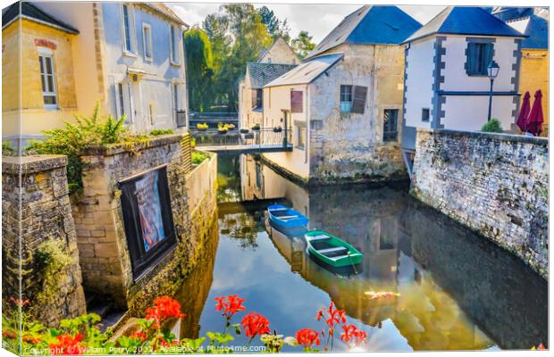 Old Buildings Aure River Bayeux Center Normandy France Canvas Print by William Perry