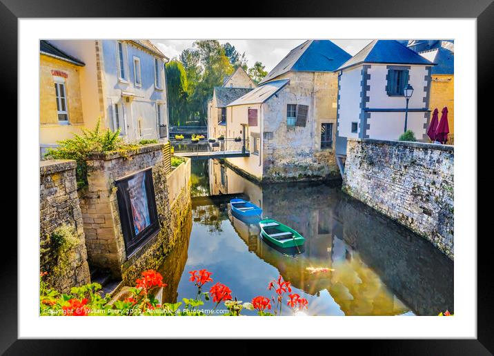 Old Buildings Aure River Bayeux Center Normandy France Framed Mounted Print by William Perry
