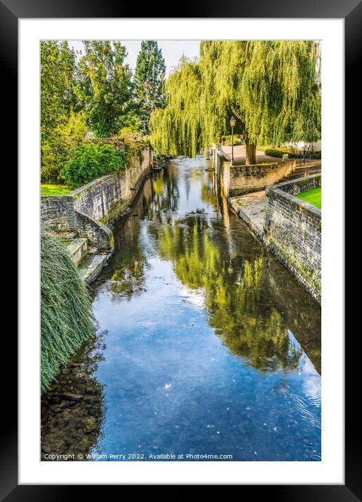 Old Buildings Park Aure River Bayeux Center Normandy France Framed Mounted Print by William Perry