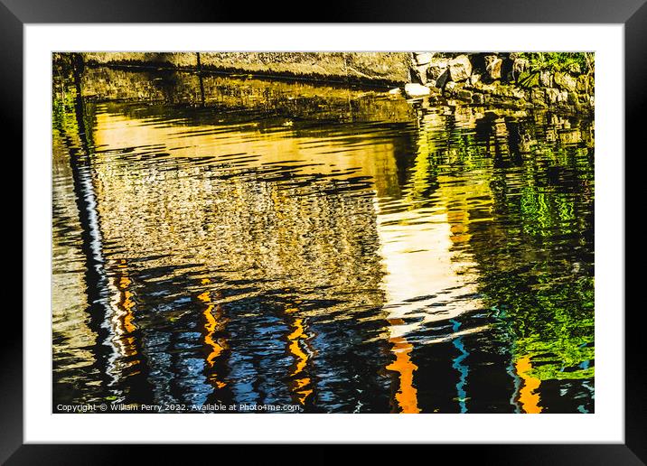 Aure River Reflection Abstract Bayeux Center Normandy France Framed Mounted Print by William Perry