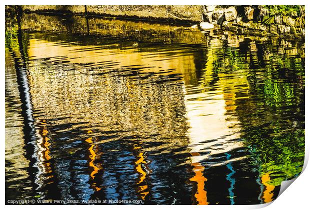Aure River Reflection Abstract Bayeux Center Normandy France Print by William Perry