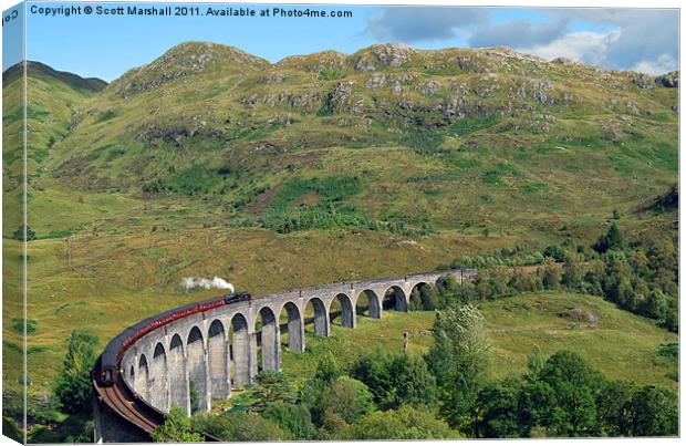 Glenfinnan Viaduct & Hogwarts Express Canvas Print by Scott K Marshall