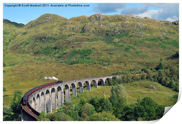 Glenfinnan Viaduct & Hogwarts Express Print by Scott K Marshall