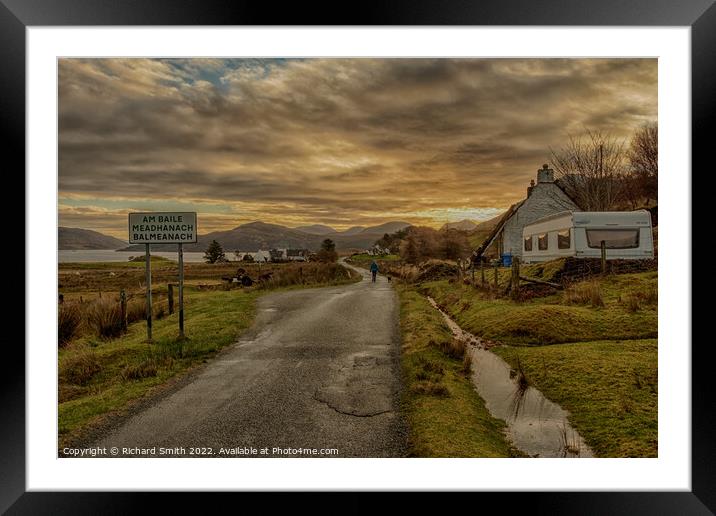 The road through the crofting community of Balmeanach Framed Mounted Print by Richard Smith