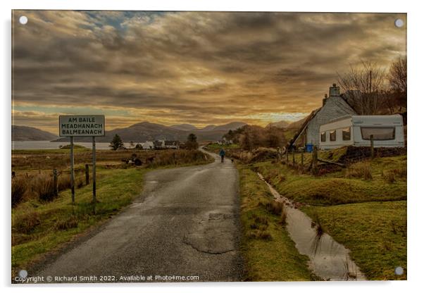 The road through the crofting community of Balmeanach Acrylic by Richard Smith