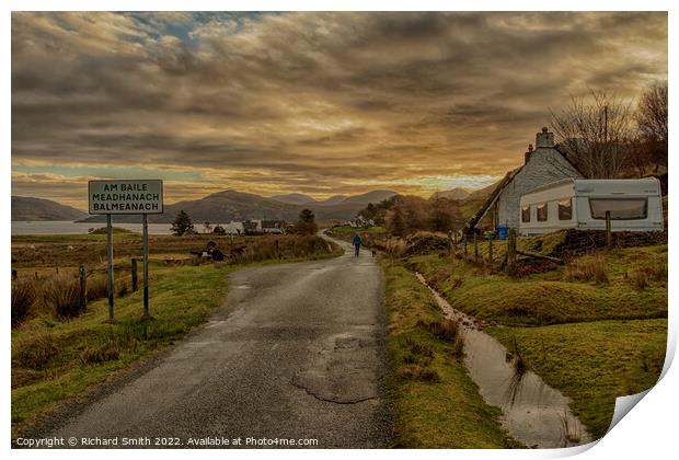 The road through the crofting community of Balmeanach Print by Richard Smith