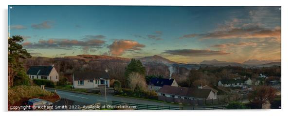A panorama from a house in Staffin road, Portree Acrylic by Richard Smith