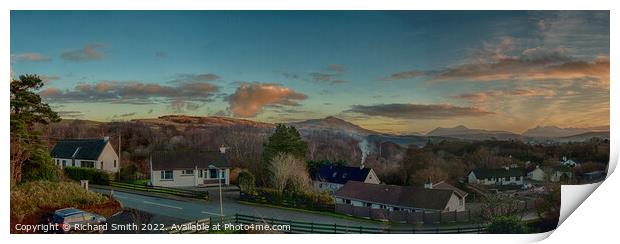 A panorama from a house in Staffin road, Portree Print by Richard Smith