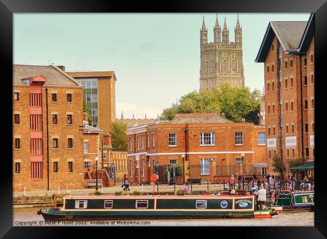 Gloucester Cathedral From Gloucester Docks Framed Print by Peter F Hunt