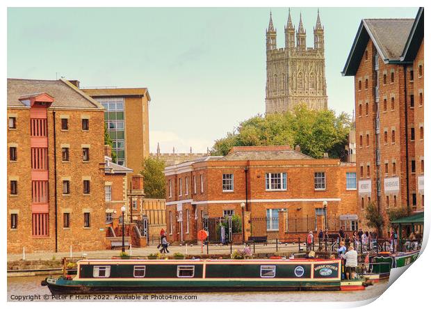 Gloucester Cathedral From Gloucester Docks Print by Peter F Hunt