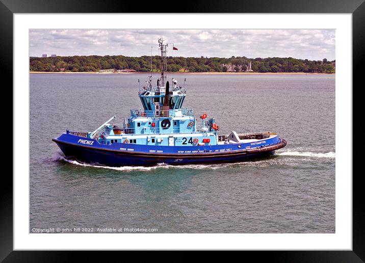 Tugboat on the Solent. Framed Mounted Print by john hill